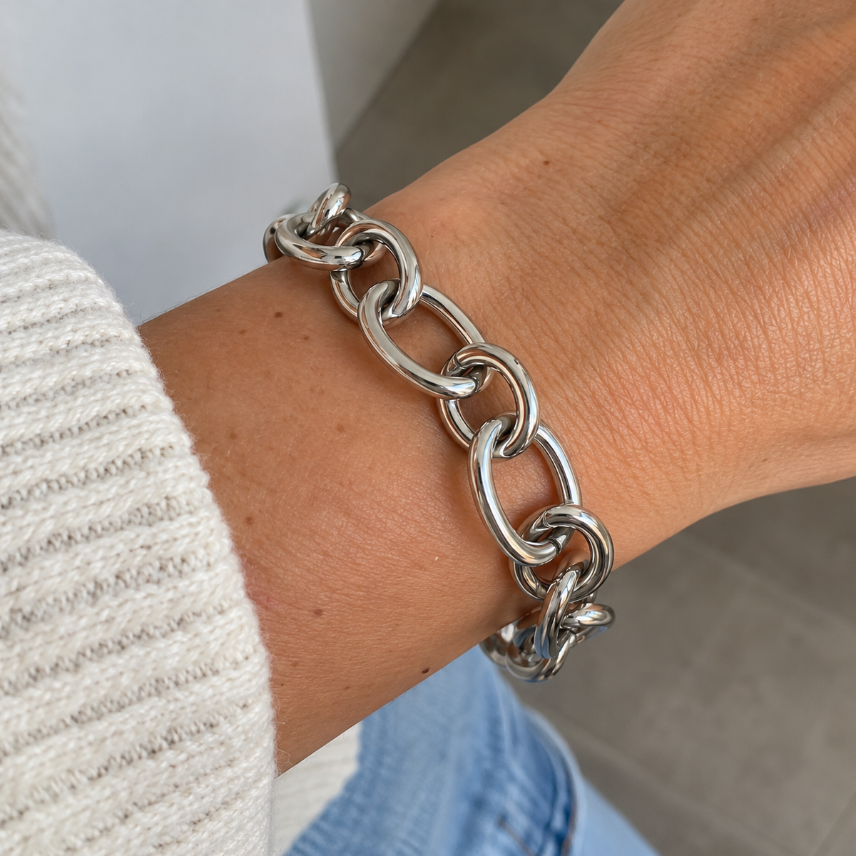 Schakelarmband Ronde Schakels - Zilver Armband