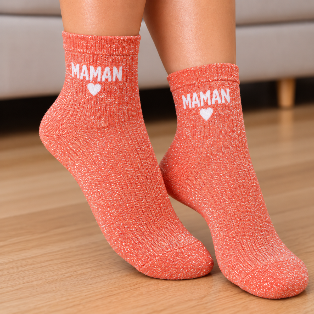 Sokken Maman Met Glitter Oranje sokken