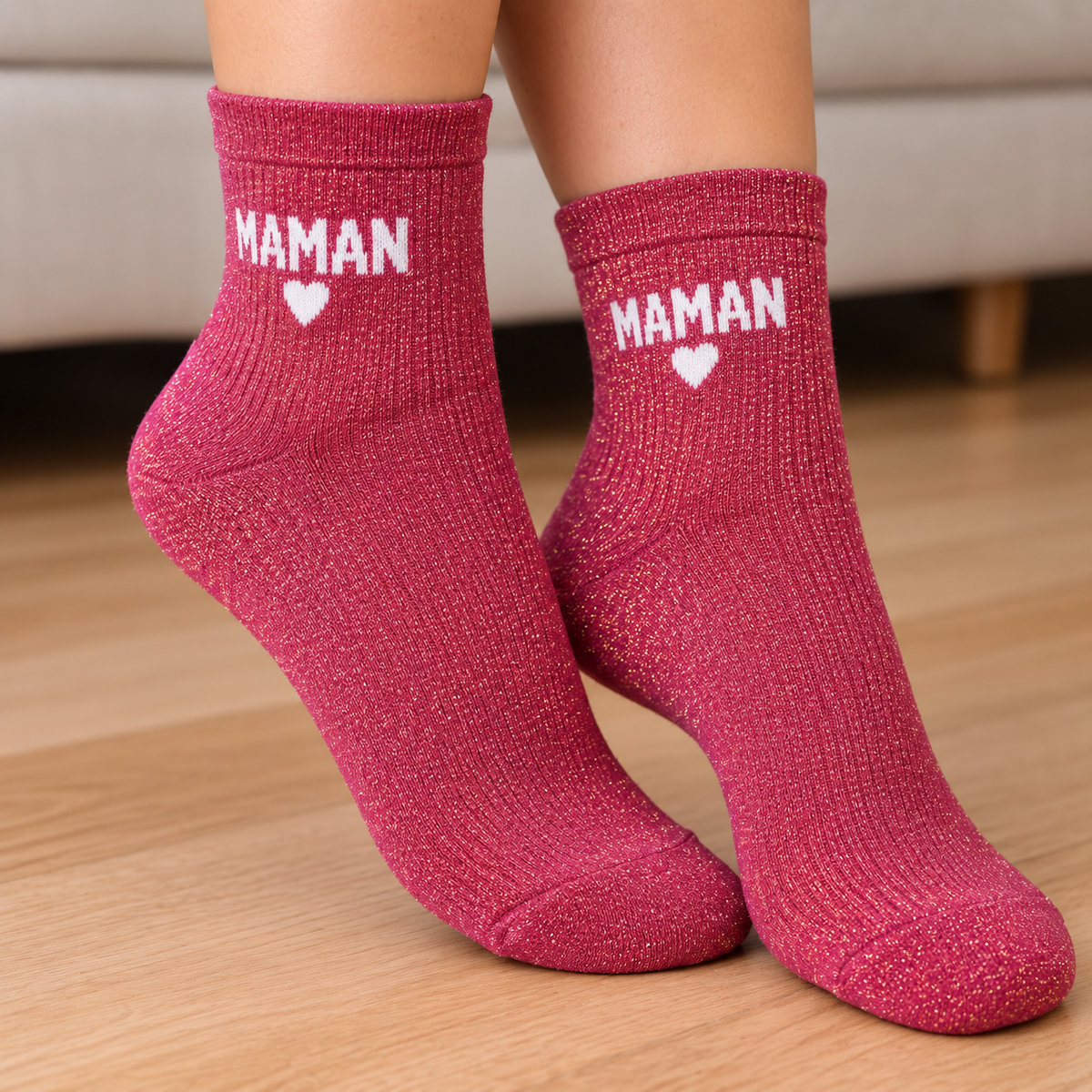 Sokken Maman Met Glitter Roze sokken