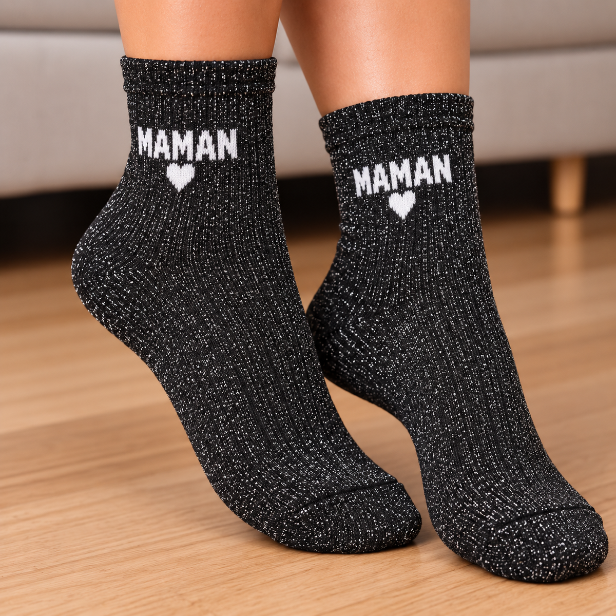 Sokken Maman Met Glitter Zwart sokken