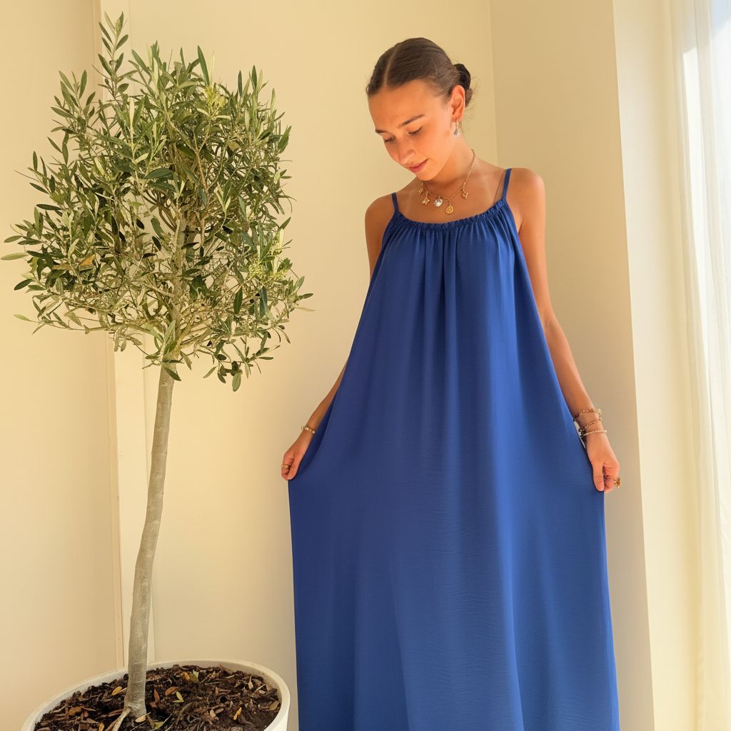 Maxi Dress Spaghettibandjes | One Size 36-50 Kobalt Jurken