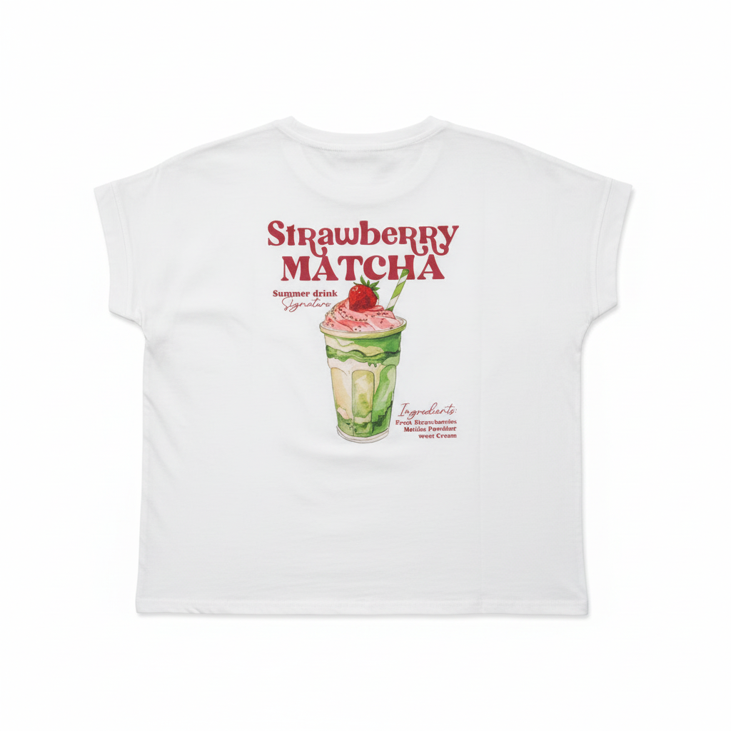 Strawberry Matcha Printed T-shirt Top
