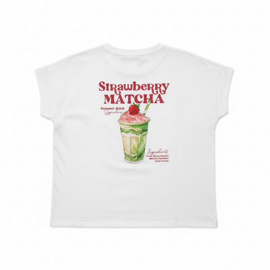 Strawberry Matcha Printed T-shirt Top