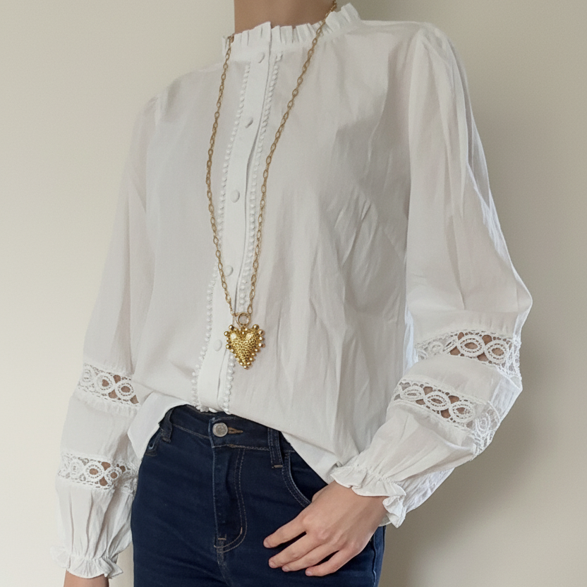 Witte Broderie Blouse tops