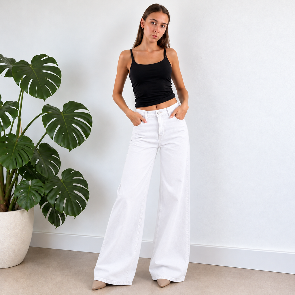 Super Wide Leg Jeans - High Waist Jeans