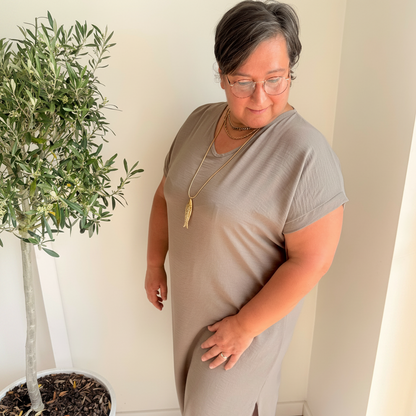 Midi Dress Korte Mouwen | One Size 36-48 Jurken