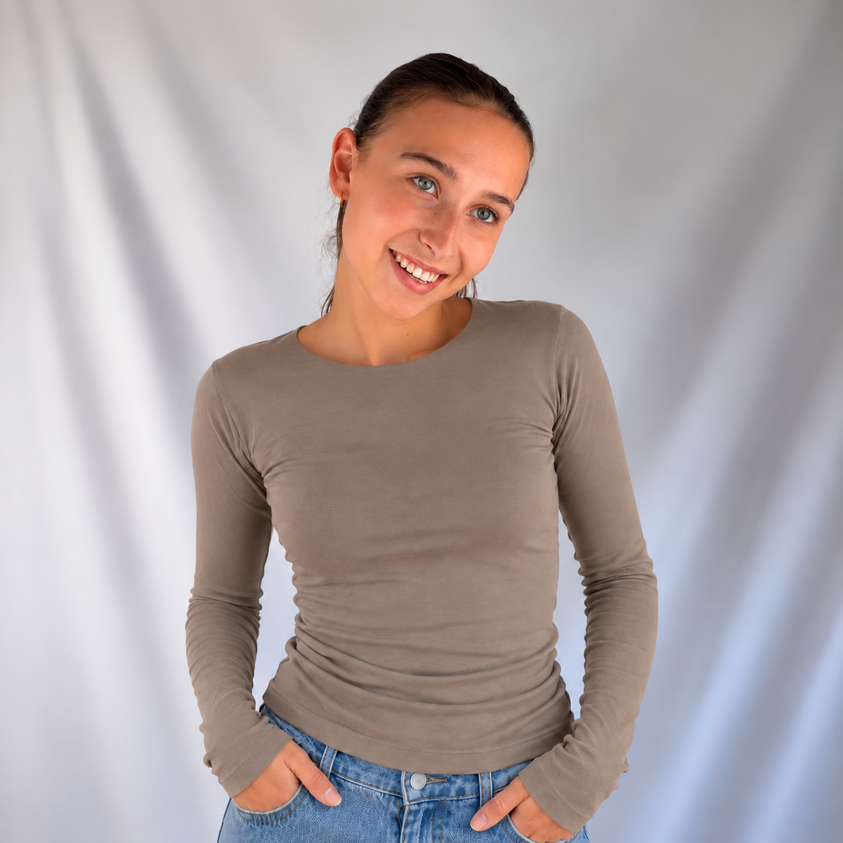 Taupe Dubbellaagse Top Tops