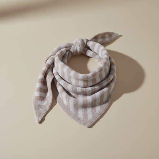 Sjaaltje Triangle Gestreept - Taupe/Ecru sjaal