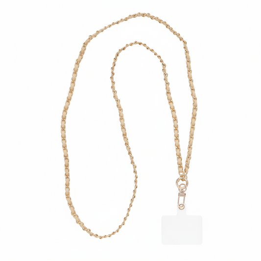 Telefoonkoord Gevlochten - Beige/Goud Accessoire
