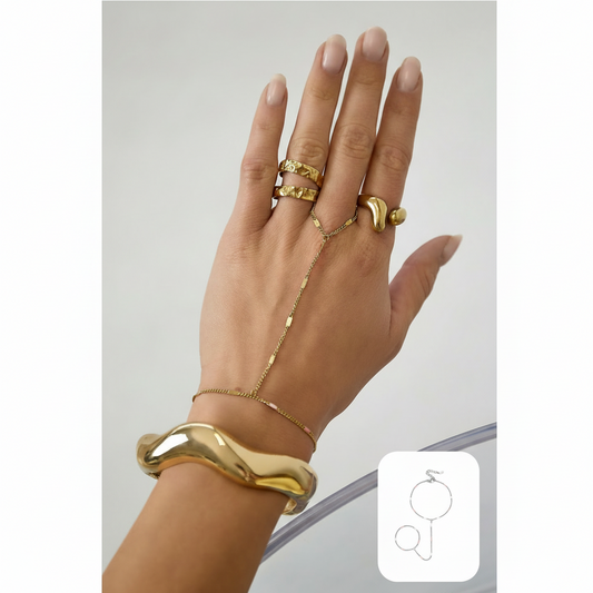Hand Chain Streepjes met Roze - Goud of Zilver Armband