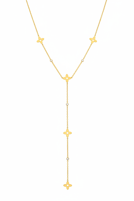 Y-Ketting Clover Strass - Goud Ketting
