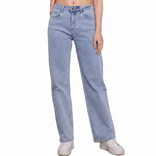Jeans Wide Leg Strass