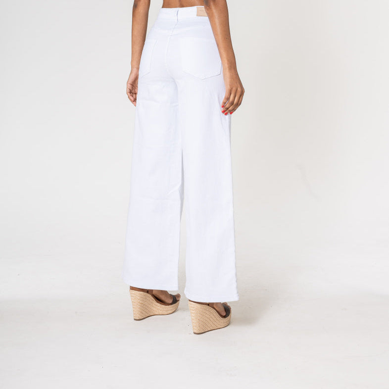 Jeans High Waist Super Wide Leg - Wit Jeans