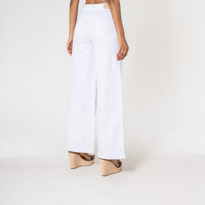 Jeans High Waist Super Wide Leg - Wit Jeans