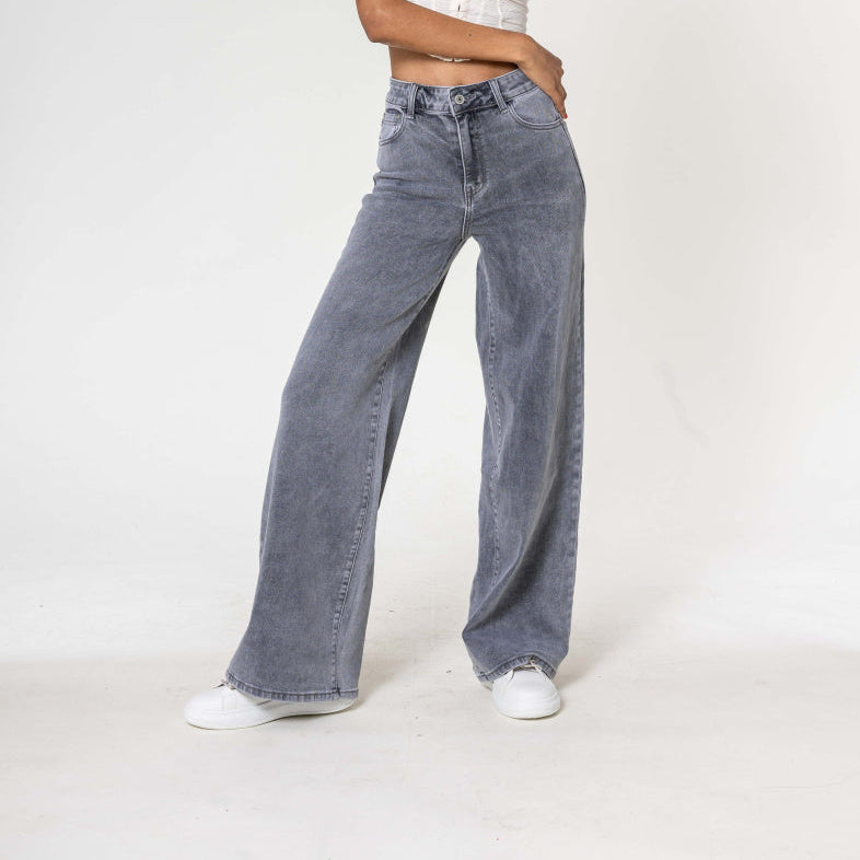 Jeans high waisted super wide leg - Grijs Broeken