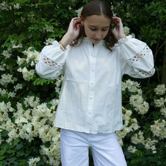 Witte Broderie Blouse tops