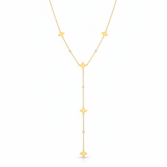 Lucky Clover Y-Necklace – Gold Ketting