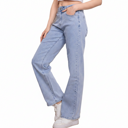 Jeans Wide Leg Strass