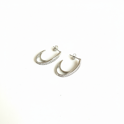 Oorbellen oval strass hoops - Zilver Oorbellen