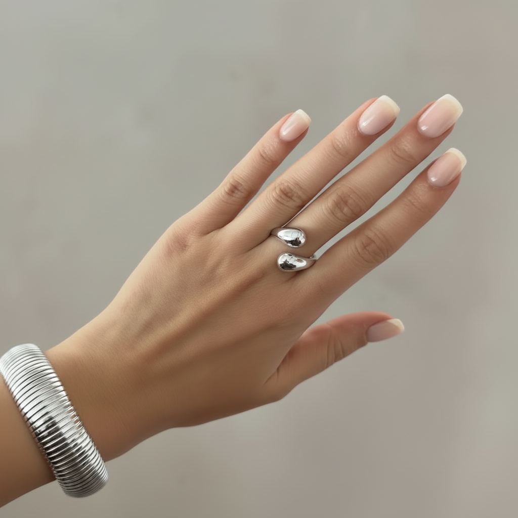 Dubbele Druppelring Zilver ring
