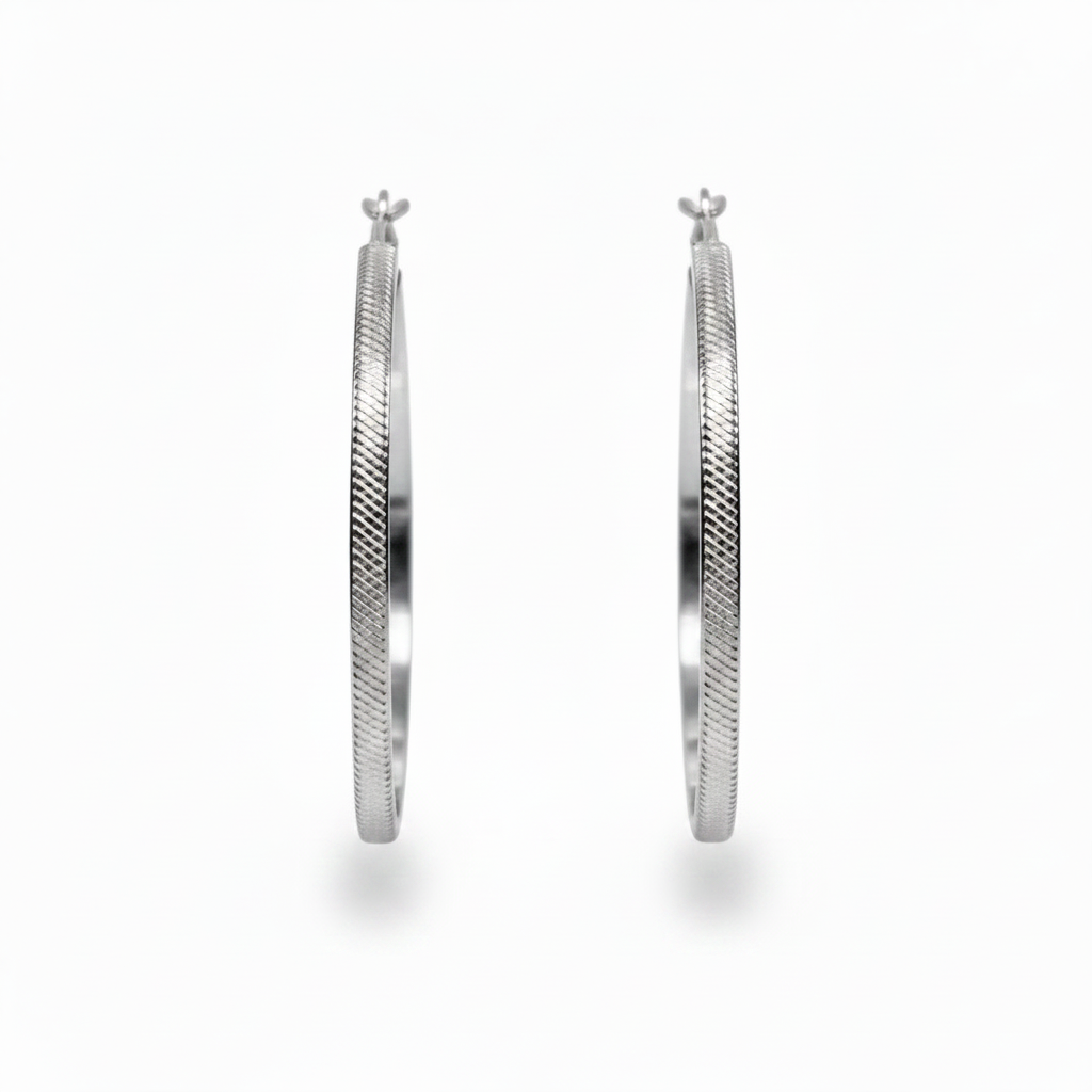 Oorbellen Printed Hoops Zilver Oorbellen